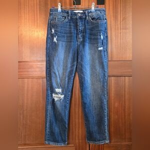 Flying Monkey Highrise Skinny Ankle Distressed Blue Jeans
